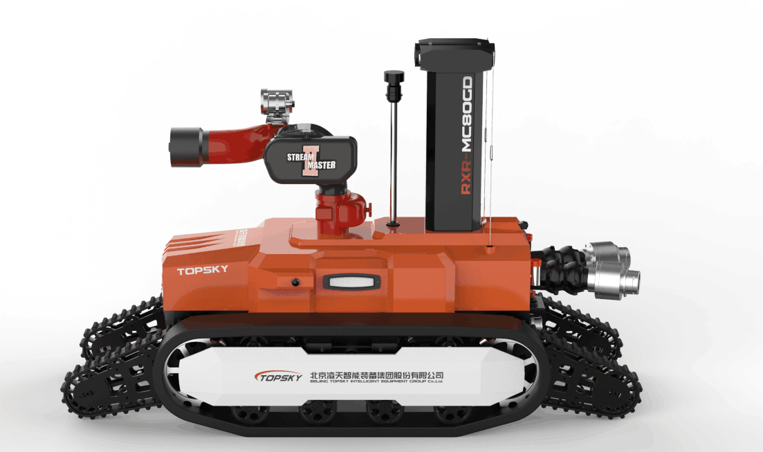 全地形防爆消防滅火偵察機(jī)器人【履帶擺臂】  (第2代，升降云臺及氣體二合一探測裝置+語音控制）  RXR-MC80BGD